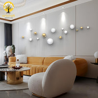Thumbnail for WHITE & GOLD SPHERICAL BALLS WALL HANGING - 100% MADE IN BRASS