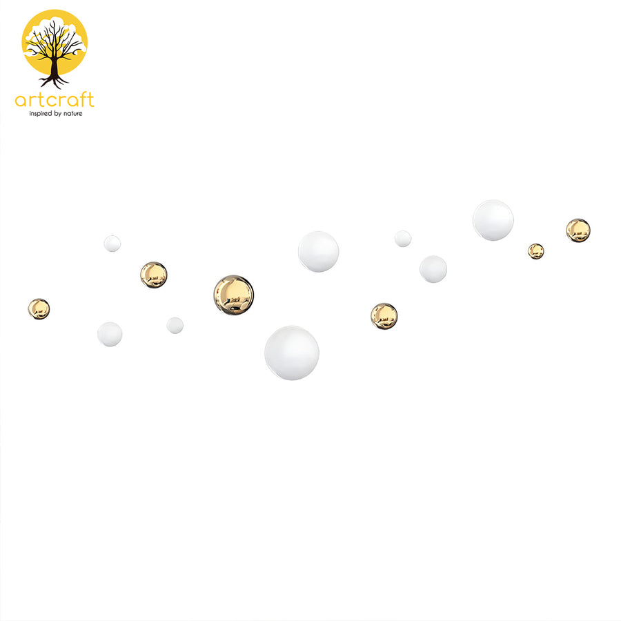 WHITE & GOLD SPHERICAL BALLS WALL HANGING - 100% MADE IN BRASS