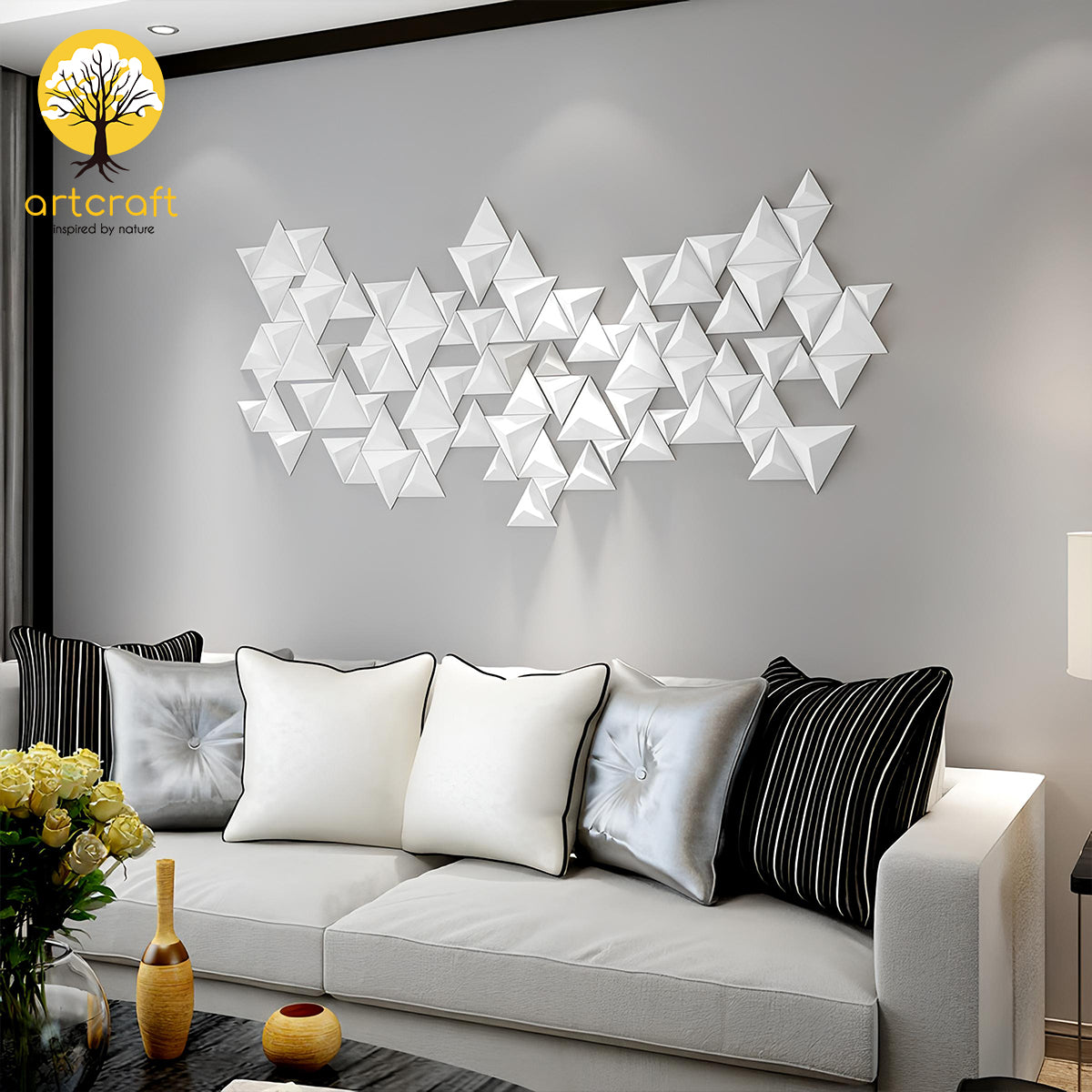 White Pyramids -Wall Decor - 100% Made From Brass