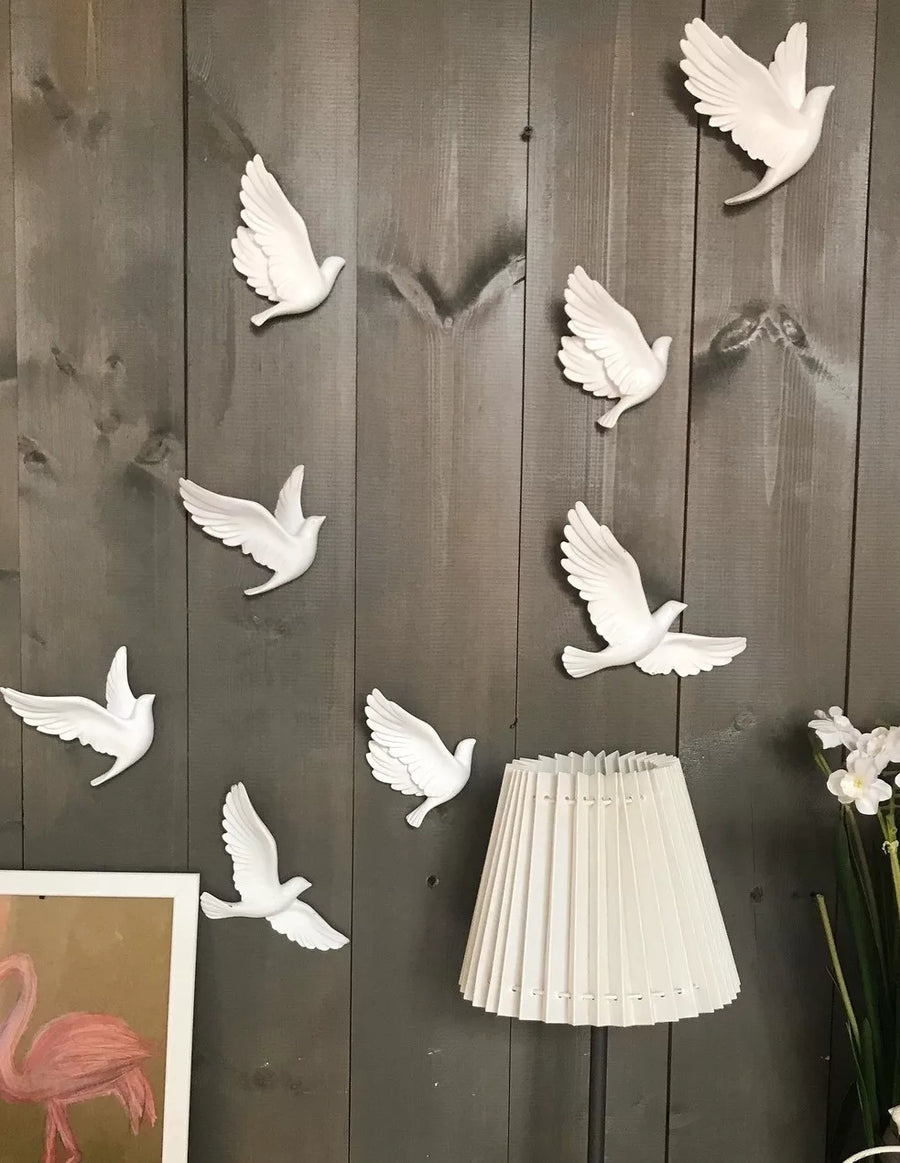 White Seagulls - Flying Birds - 100% Made From Brass