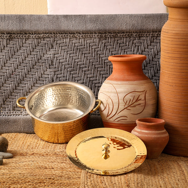 Brass Patila | Toxin-Free & Sustainable | Handcrafted Traditional Cookware | With Lid