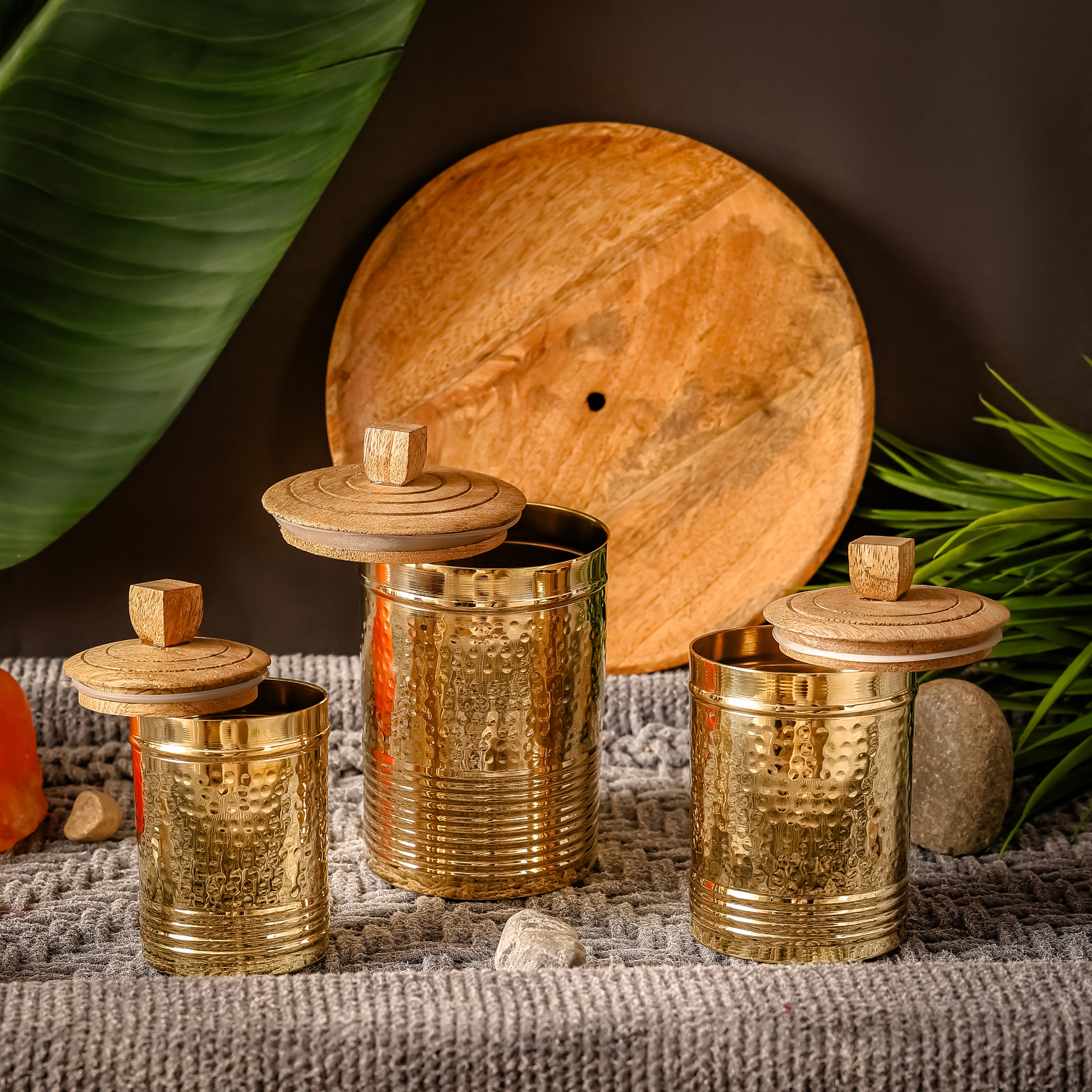 Brass Containers with Wooden Lid | Toxin-Free Food Storage | Handcraft ...
