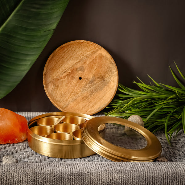 Brass Masala Box | Handcrafted | Toxin-Free & Sustainable | Traditional Spice Box