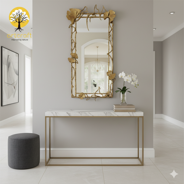 Gingko Wall Mirror - 100% Made From Brass