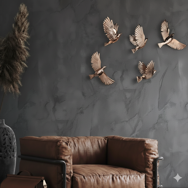 Rose Gold Seagulls - Flying Birds - 100% Made From Brass