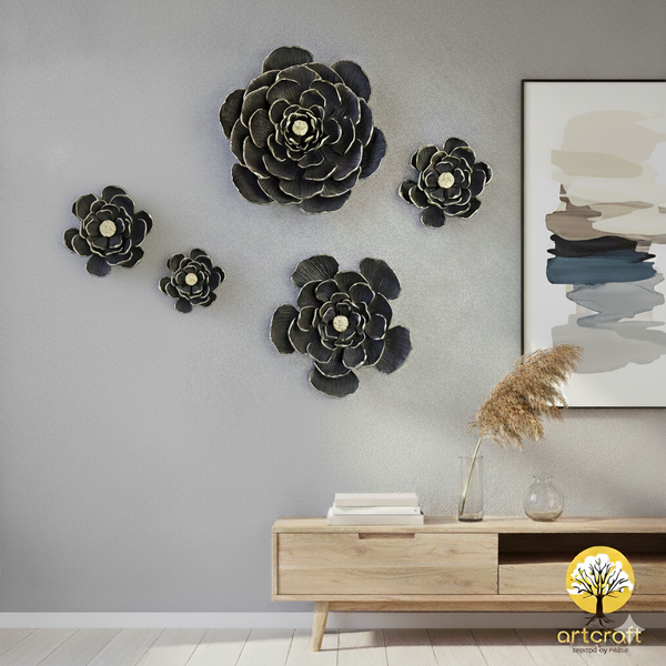 Black Carnation Wall Flower Decor - 100% Made From Brass