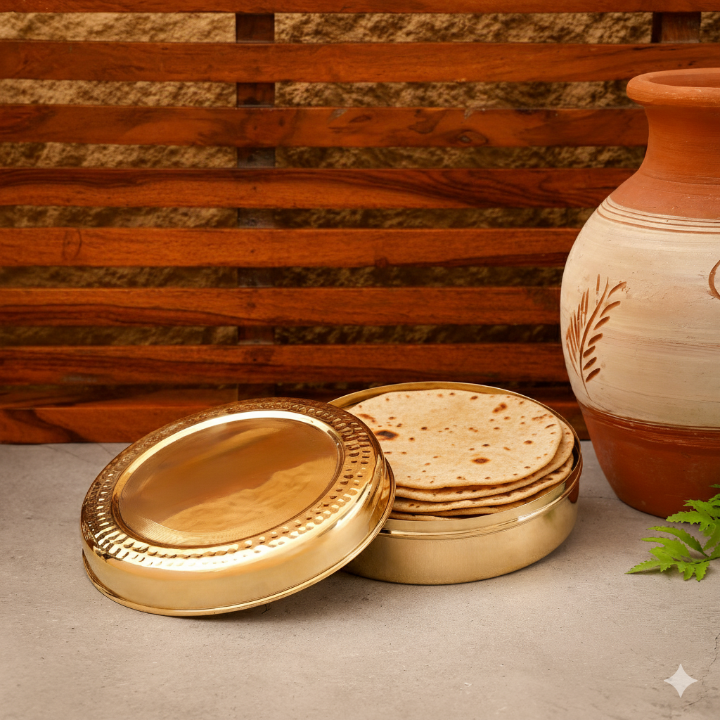 Bras Roti Brass Roti Box / Chapati Box | Big | Non Toxic – Artcraft