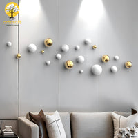 Thumbnail for WHITE & GOLD SPHERICAL BALLS WALL HANGING - 100% MADE IN BRASS