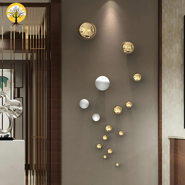 WHITE & GOLD SPHERICAL BALLS WALL HANGING - 100% MADE IN BRASS
