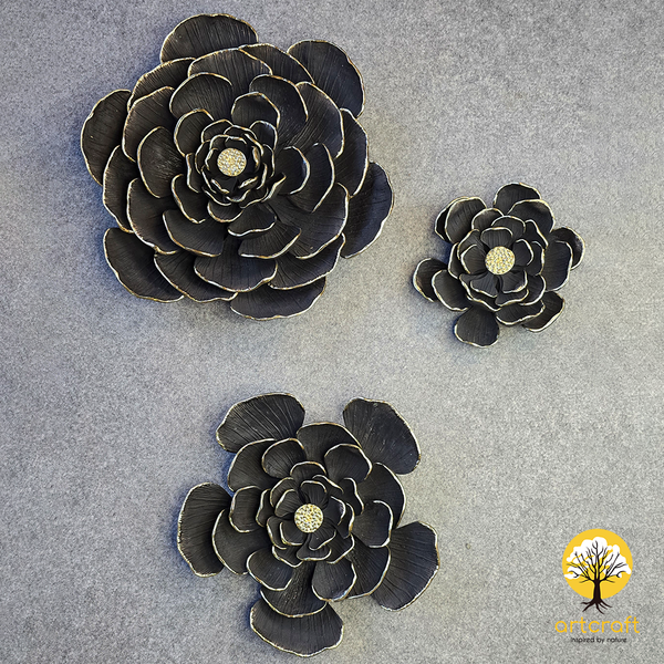 Black Carnation Wall Flower Decor - 100% Made From Brass
