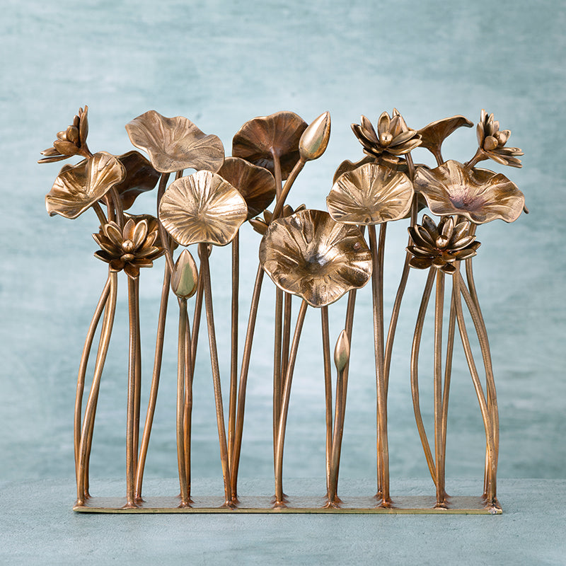 RECTANGULAR LOTUS BUNCH TABLE DECOR - 100% MADE FROM BRASS