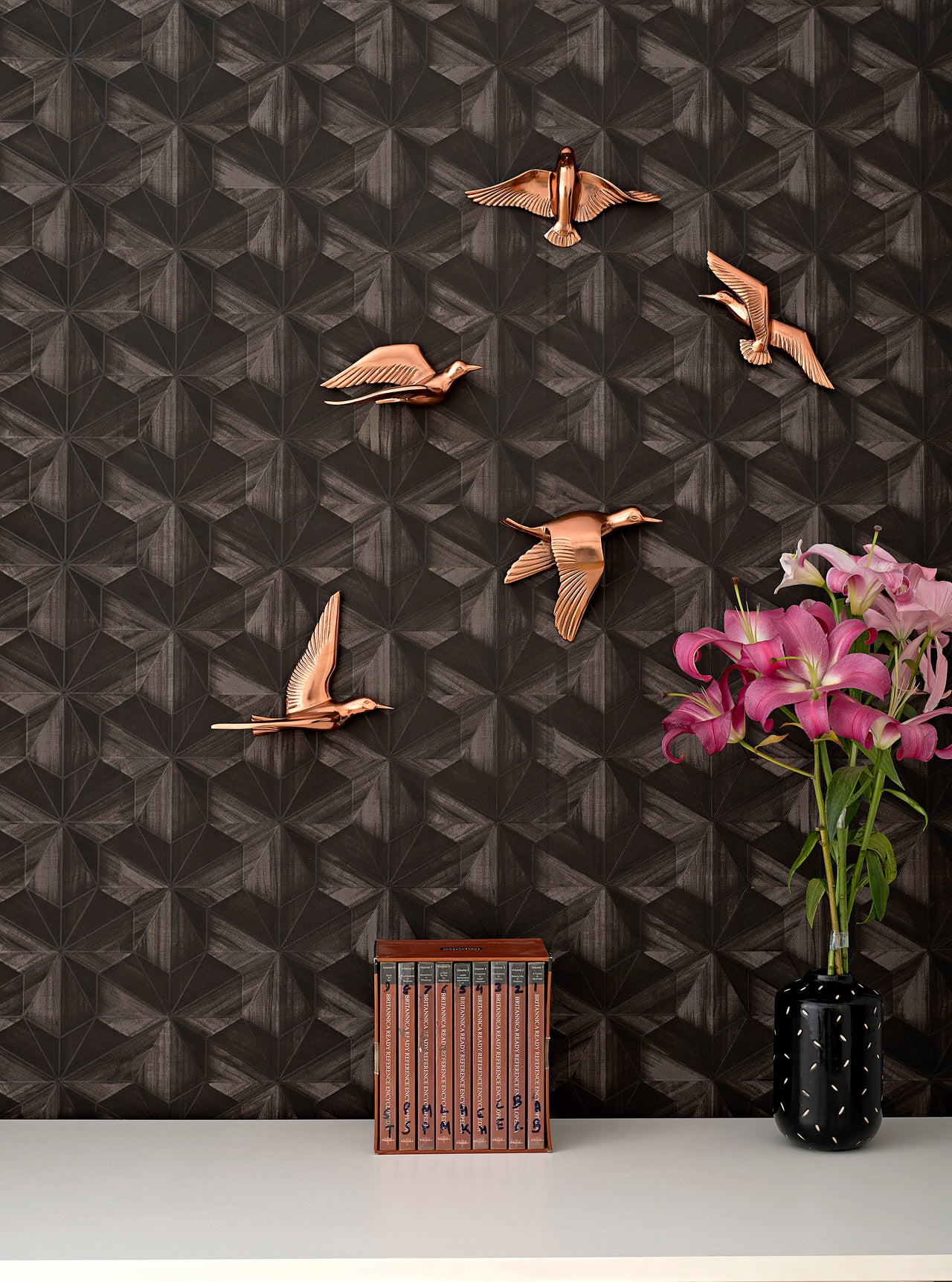 Rose Gold Pigeon Wall Decor- Flying Birds - 100% Made From Brass
