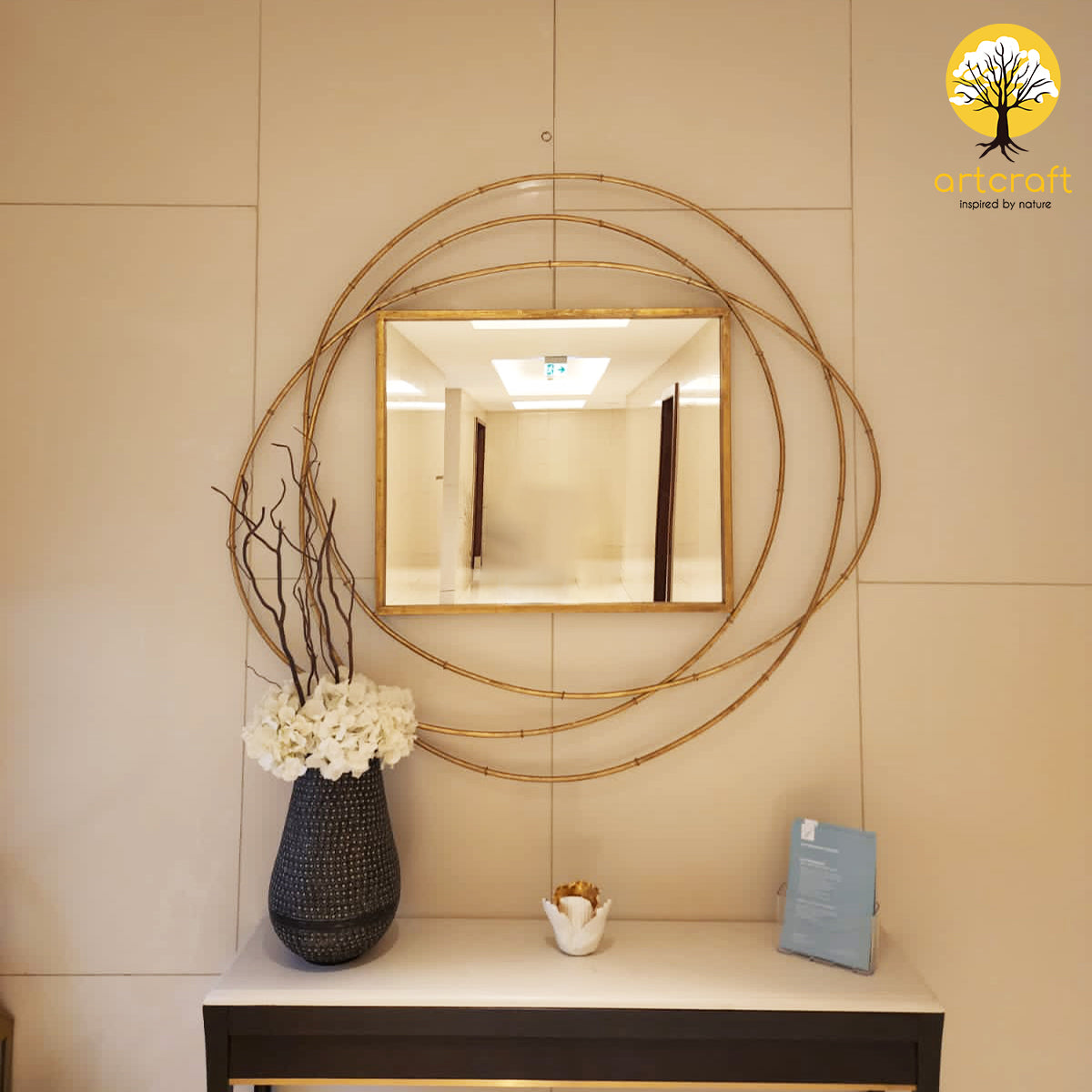 Bamboo Wall Mirror - Made in brass