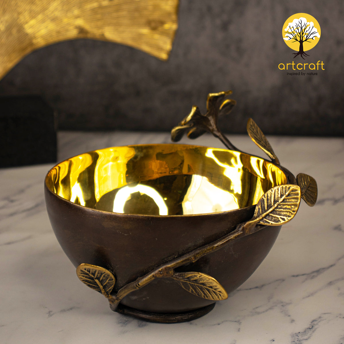 Bowl with leaves - 100% MADE FROM BRASS