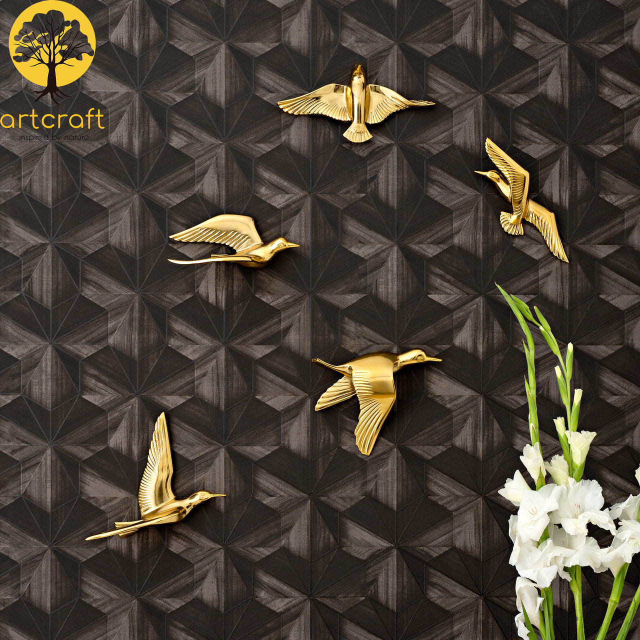 Pigeon Wall Decor- Flying Birds - 100% Made From Brass