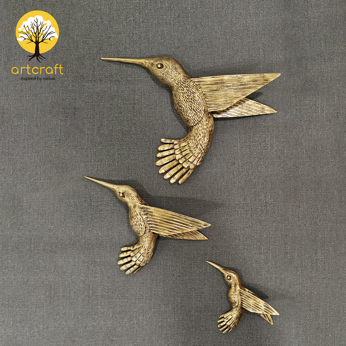 Humming Bird Wall Decor- Flying Birds - 100% Made From Brass