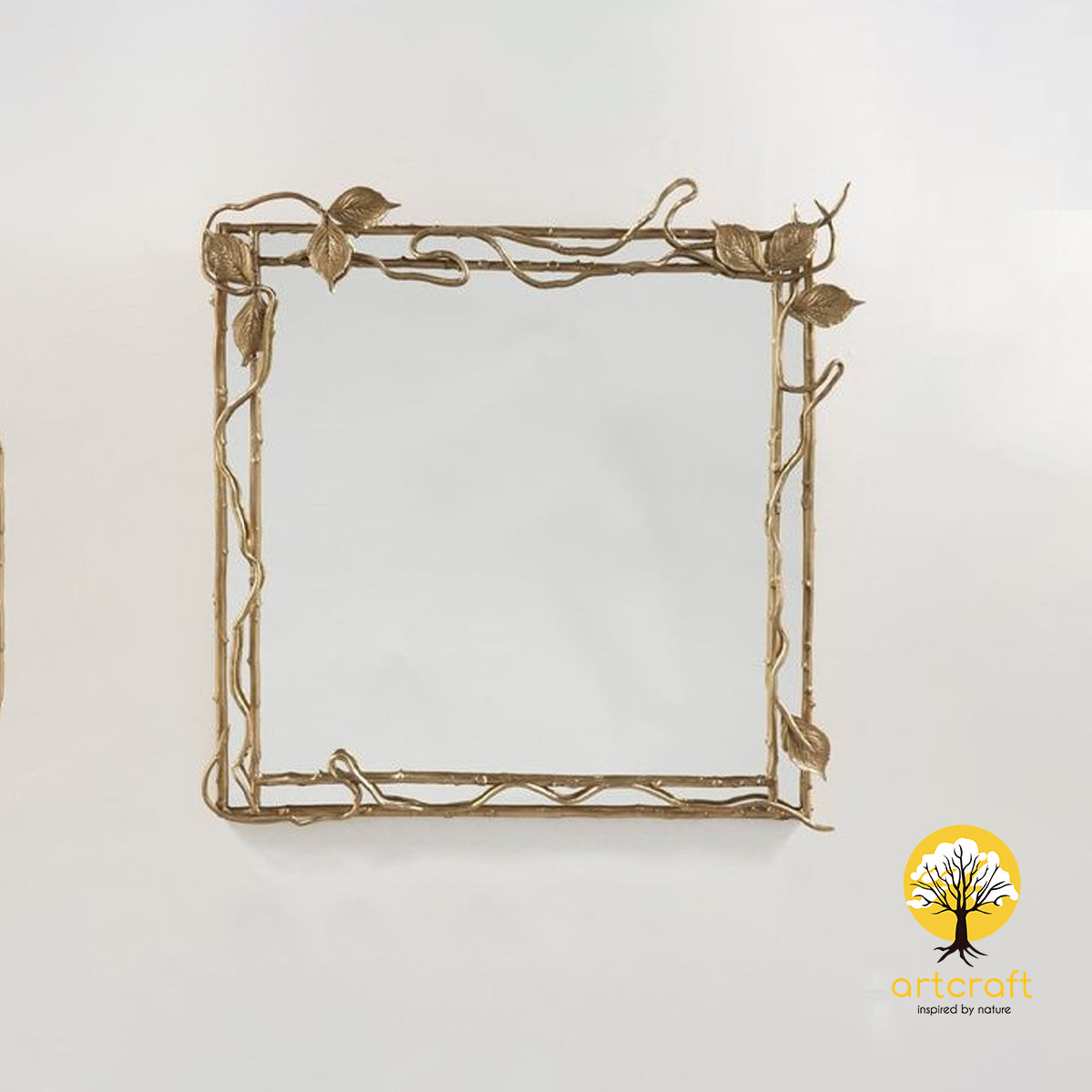 Leaf Square Wall Mirror - 100 % Made in brass