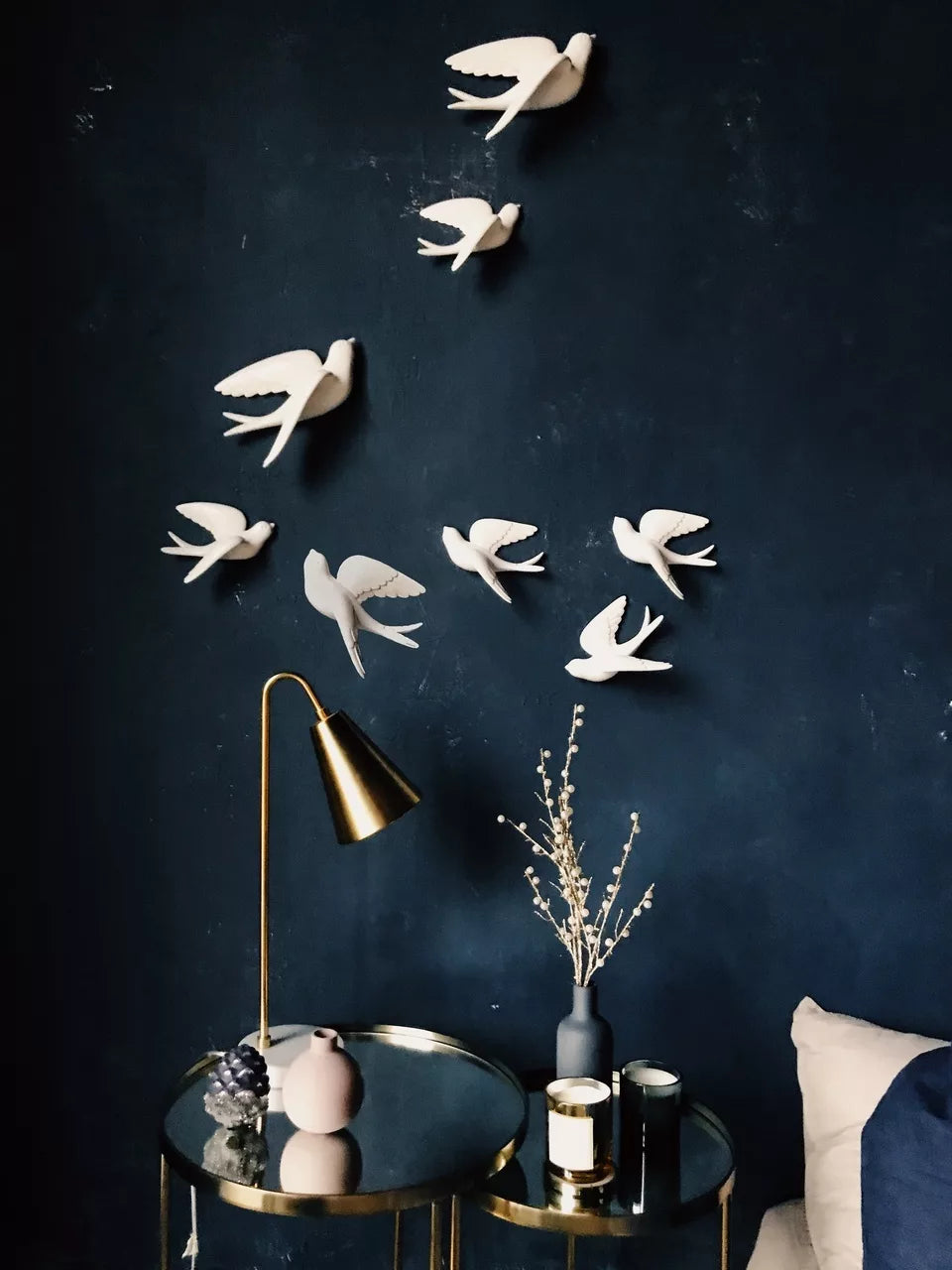 White Swallows - Flying Birds - 100% Made From Brass