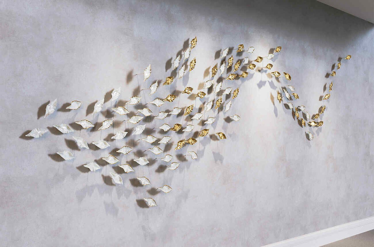 Golden and White Leaves Wall Decor - 100% MADE IN BRASS
